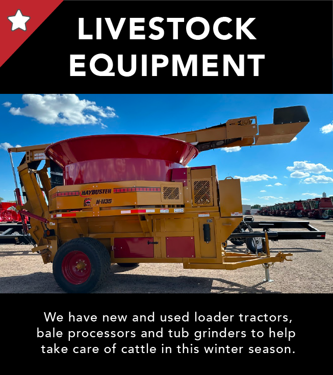 tractors with loaders, bale processors and tub grinders to take care of your livestock